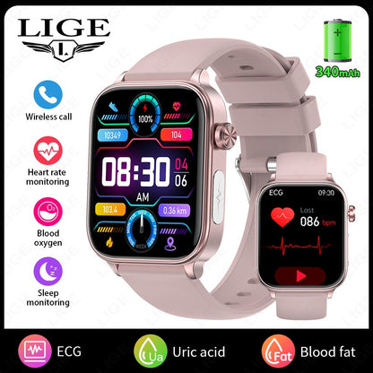 Smartwatch 2025 Novo ECG+PPG Feminino Monitor de Frequência Cardíaca Lipídios Sanguíneos Ácido Úrico Saúde Menstrual Rastreador Inteligente Para Android iOS