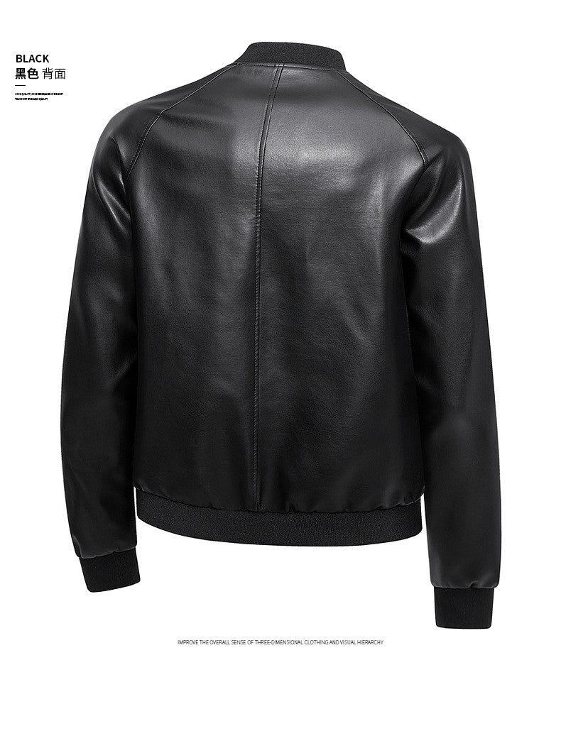 Spring Autumn Men Motorcycle Leather Jacket Junior Coat Men Stand Up Collar Casual Handsome Leather Jacket men Jacket