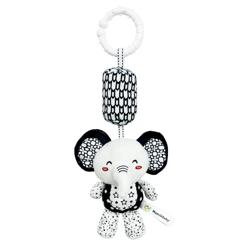 Stroller Bed Crib Hanging Bell Plush Doll Baby Infant Rattles Newborn Black White Visual Grab Ability Training Toy for Bebe Gift