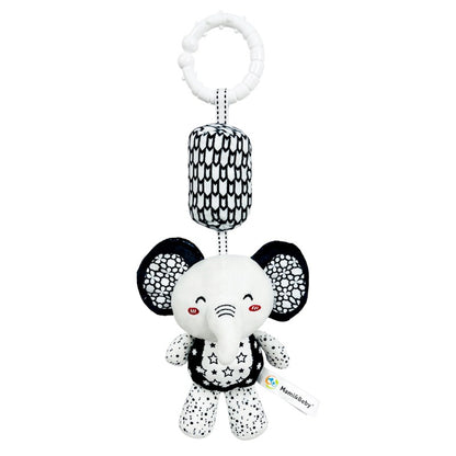 Stroller Bed Crib Hanging Bell Plush Doll Baby Infant Rattles Newborn Black White Visual Grab Ability Training Toy for Bebe Gift