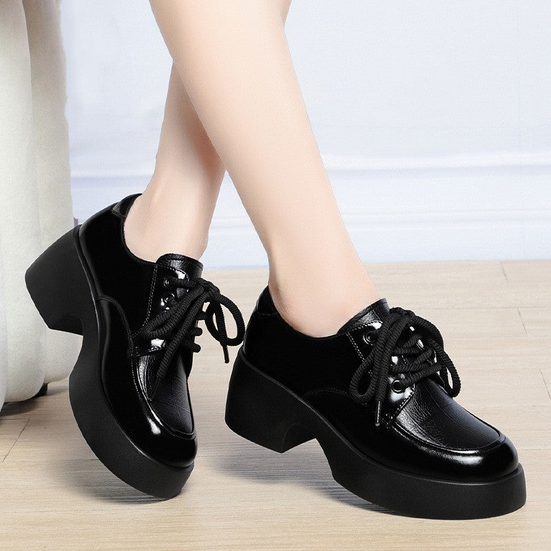 Soft Leather Uniform Shoes Female British Girl Japanese Wild Black Retro Mary Jane Shoes Lolita Platform Shoes Low Anti-slip