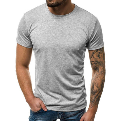 Summer Men's Cotton T-shirt Fashion Slim Black Short Sleeved Comfortable Casual Round Neck T-shirts Top Men's Clothing