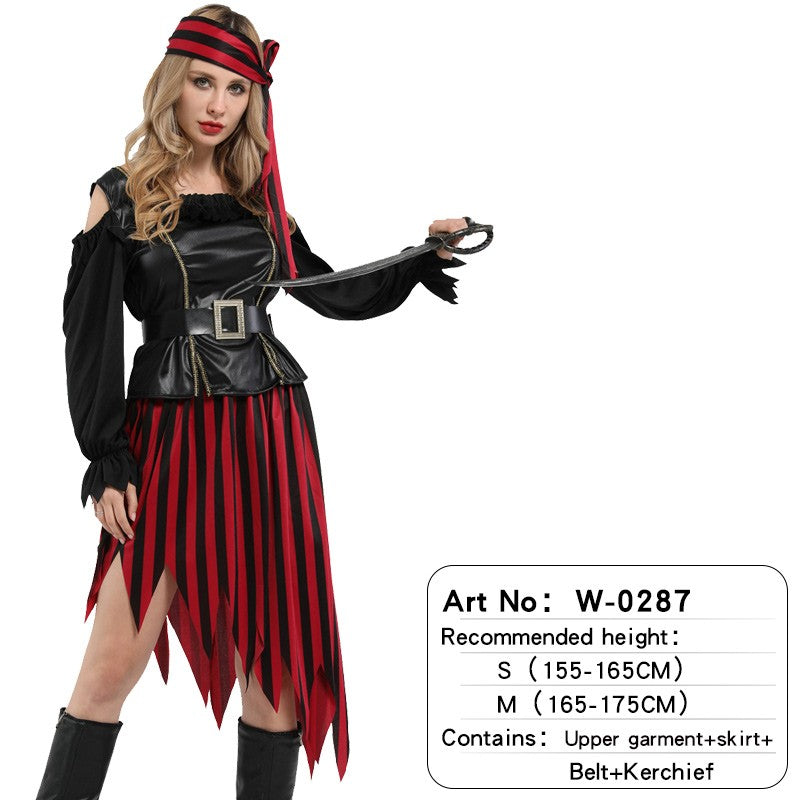 Adult Female Halloween Pirate Costume Captain Jack's Role-playing Costume Theatrical Stage Pirate Performance