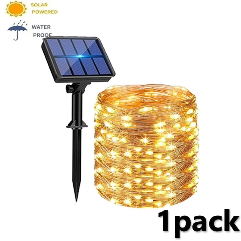 4Pack Solar String Lights Solar Outdoor Lights with 8 Lighting Modes Waterproof Fairy Lights for Tree Garden Patio Copper Wire