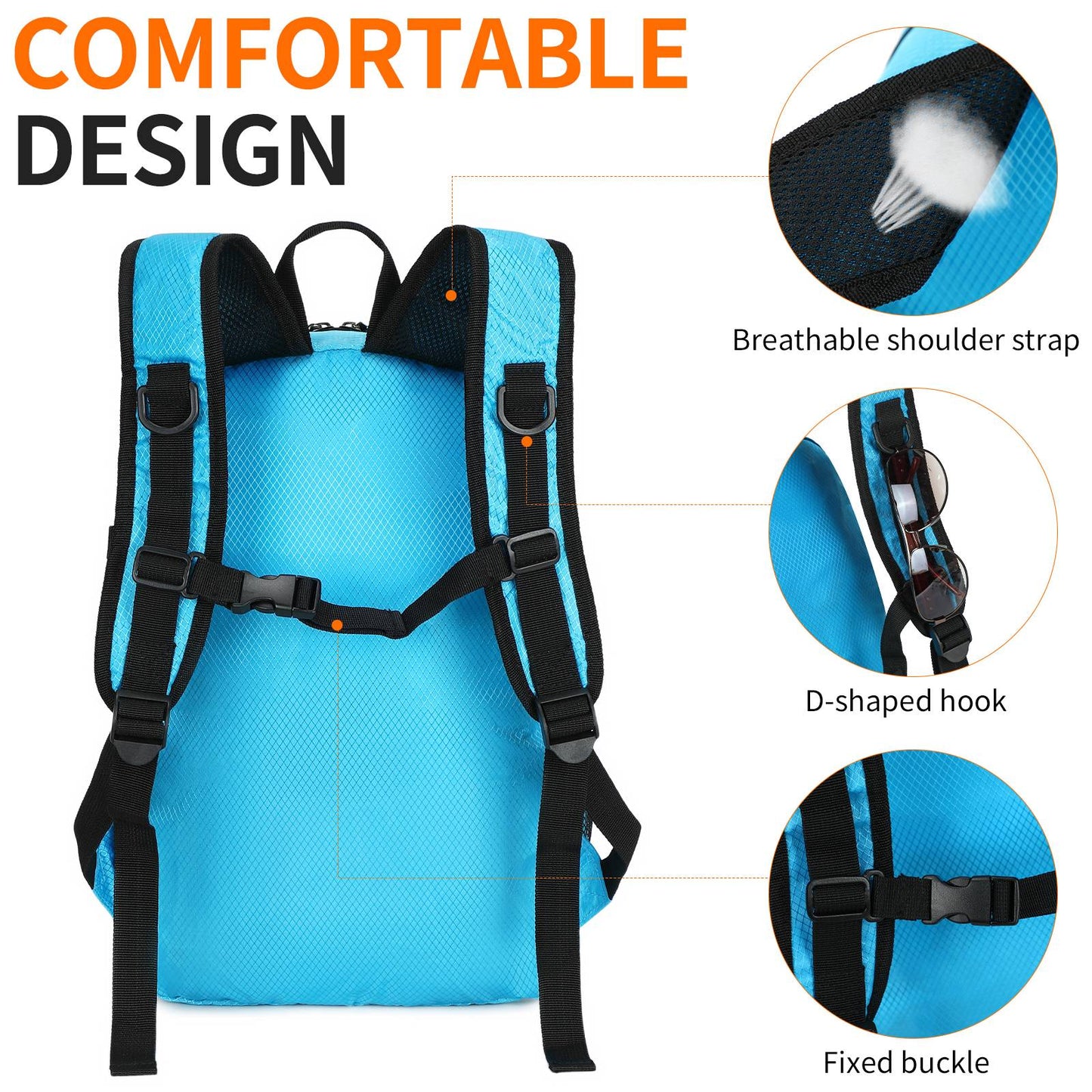Mochila de Nylon 300D de 15L Ultraleve 0,24kg, Dobrável Resistente à Água, Dobrável em Bolso para Viagem, Atividades ao Ar Livre, Uso Diário