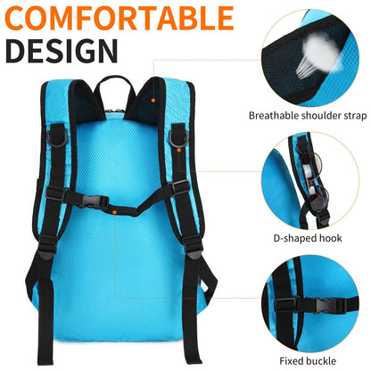 Mochila de Nylon 300D de 15L Ultraleve 0,24kg, Dobrável Resistente à Água, Dobrável em Bolso para Viagem, Atividades ao Ar Livre, Uso Diário