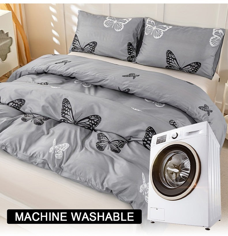 Conjunto de Capa de Edredom com Estampa de Borboleta 3 Peças, Conjunto de Cama Macio e Suave para a Pele Inclui 1 Capa de Edredom e 2 Fronhas