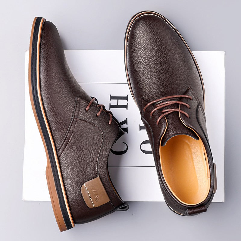 Men's Casual Business Leather Shoes Men Fashion Lace-up Derby Shoe Mens Light Comfortable Outdoor Driving Flats