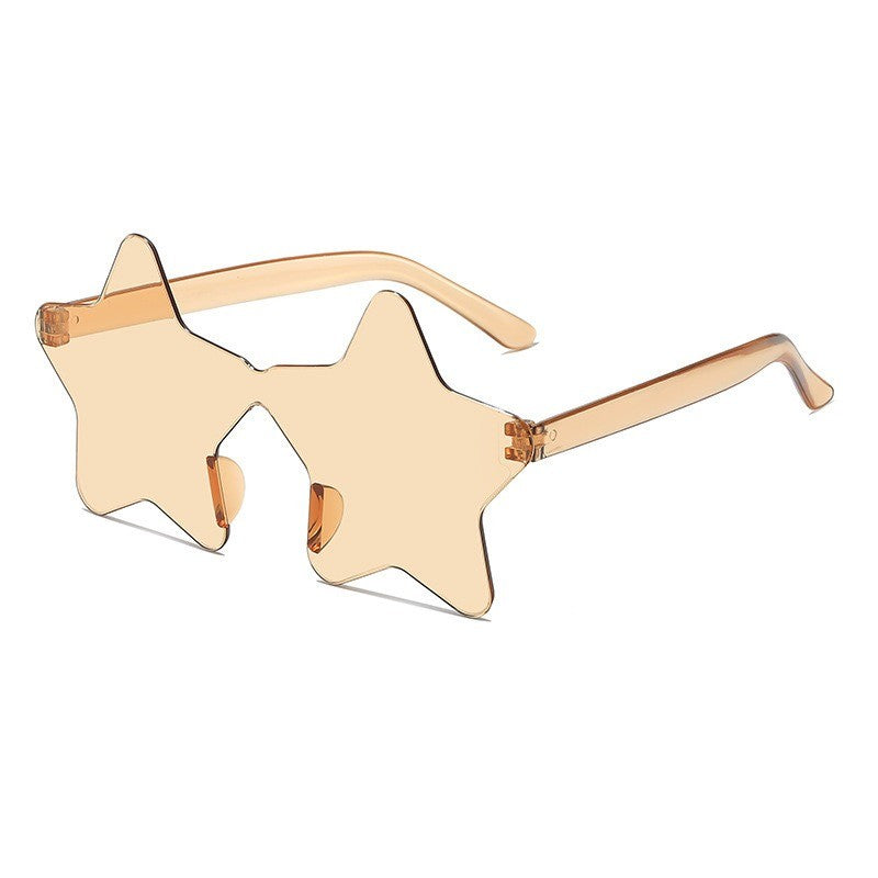 Star Shaped Sunglasses Rimless Colorful Transparent Glasses for Women Men Festival Birthday Cosplay Beach Summer Party Supplies