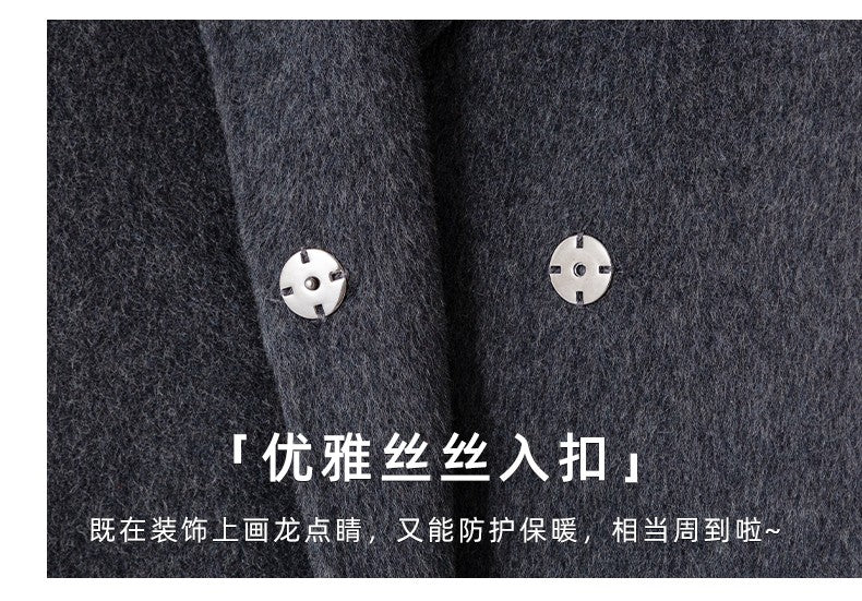 Grey Double-sided Cashmere Coat For women Slim For Autumn Winter New Winter High-end Temperament Thick Woolen Coats With belt