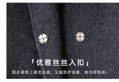 Grey Double-sided Cashmere Coat For women Slim For Autumn Winter New Winter High-end Temperament Thick Woolen Coats With belt