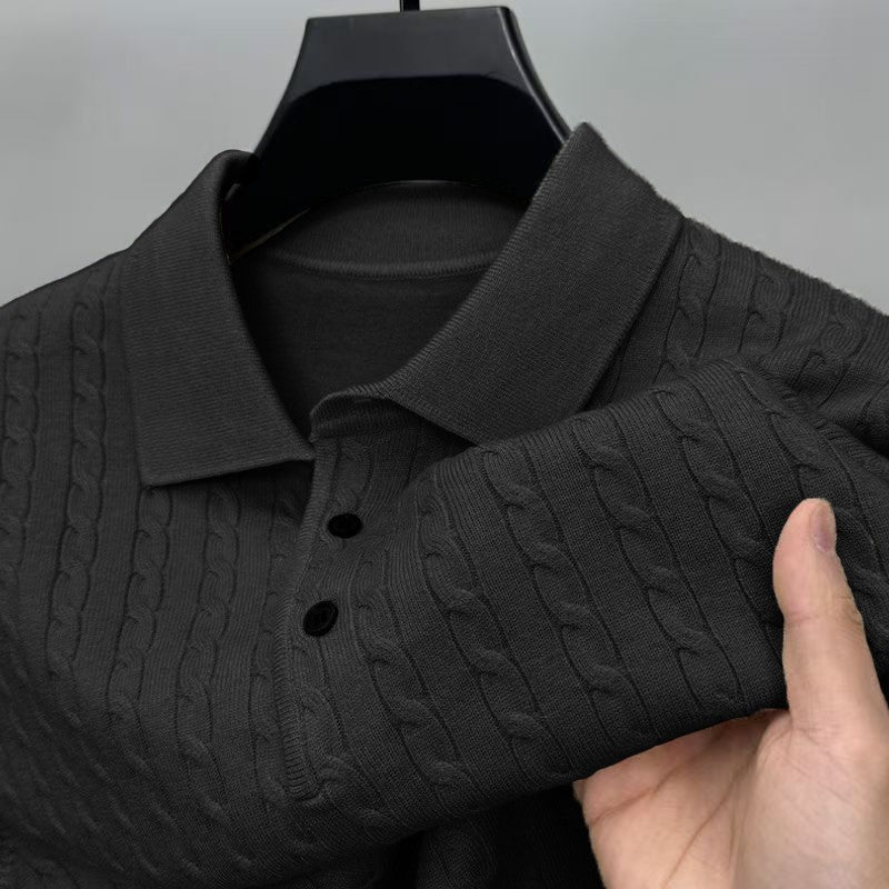 Autumn Men's Knitted Pullover Sweaters Cable Woolen Button Sweater Slim V-neck Long Sleeve Outerwear Winter Warm Heavyweight Top