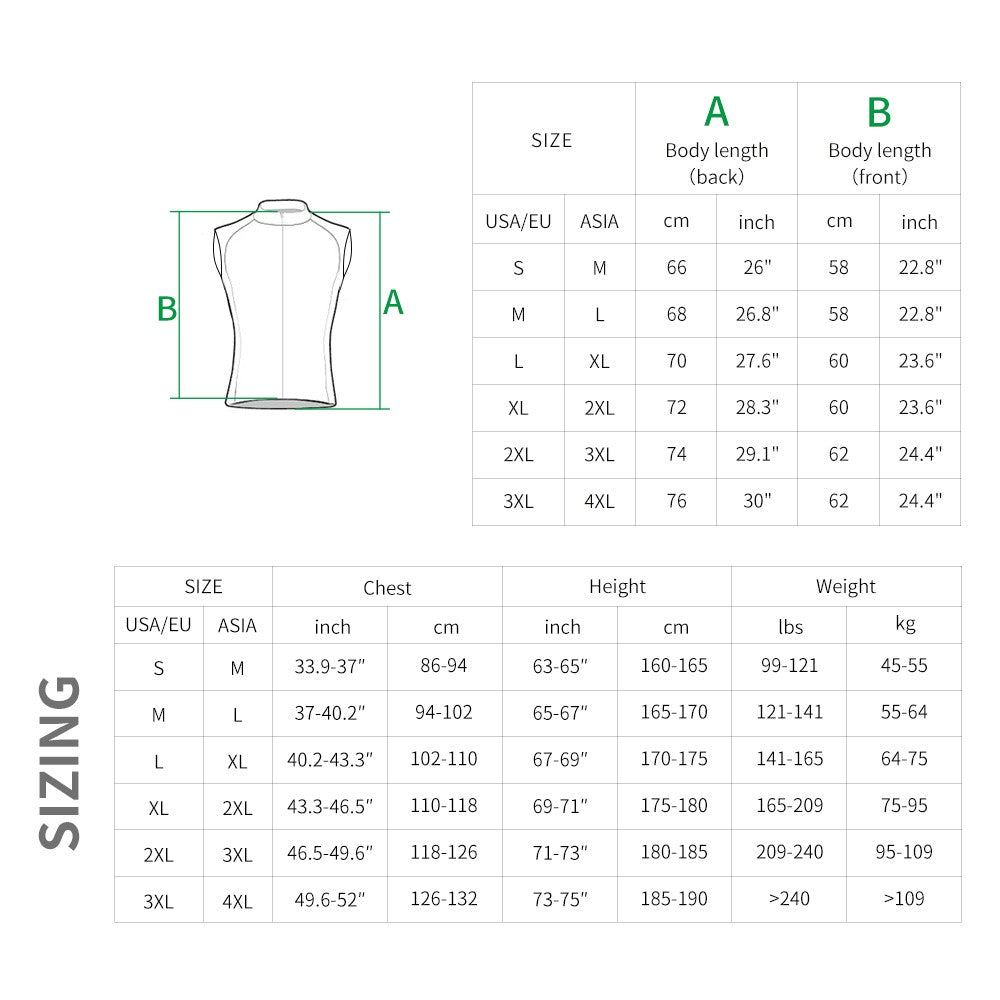 WOSAWE Mens Cycling Windproof Jacket Ultralight Windbreaker MTB Road Bike Vest Water Resistant Long Jersey with 2 way YKK zipper