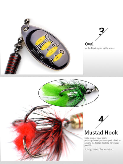 Isca de Pesca FTK Spinner Bait Colher 1pc Pena Isca para Água Salgada Acessórios Anzol Triplo Metal Isca Dura Wobblers Tackle