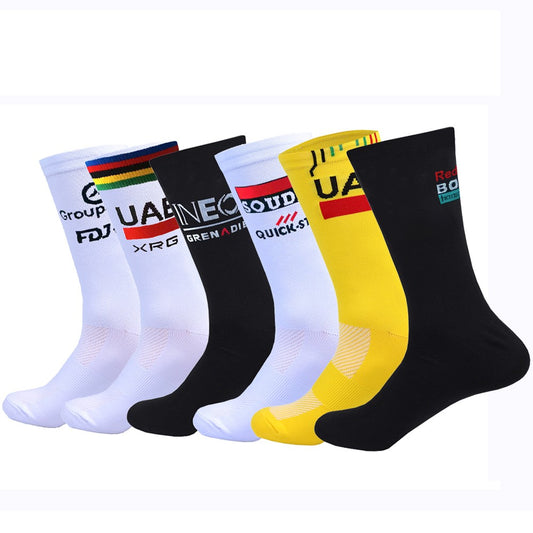 New White UAE Team INEOS Cycling Socks Non Slip Soccer Socks Cushioned Breathable For Running Basketball Bike Sports Grip Socks