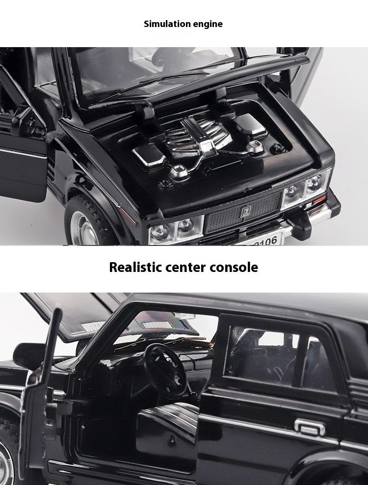 1:32 LADA 2106 Liga Clássica Modelo de Carro de Brinquedo de Metal Fundido Som e Luz Puxar para Trás Brinquedo Infantil Miniatura Modelo de Veículo Presente para Crianças