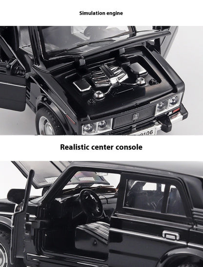 1:32 LADA 2106 Liga Clássica Modelo de Carro de Brinquedo de Metal Fundido Som e Luz Puxar para Trás Brinquedo Infantil Miniatura Modelo de Veículo Presente para Crianças