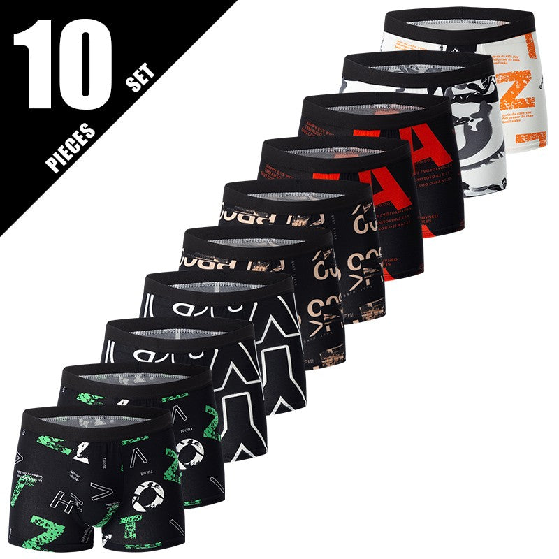 4/5/6/10 Piece Pack Men's Fashion Printed Pants with Various Combinations Plus Size Sports Comfortable Adolescent Boxer Pants