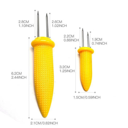 Stainless Steel Corn Fork 12/8Pcs With Box Anti Scalding Barbecue Corn Holders Camping Fruit BBQ Picnic Cooking Tools Outdoor