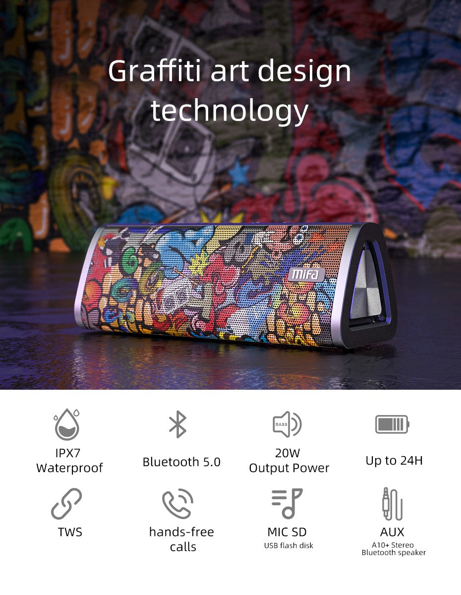 mifa Portable bluetooth speaker 360° Stereo Sound 20W  IPX7 waterproof wireless bluetooth 5.0 speaker 24-Hour Play time
