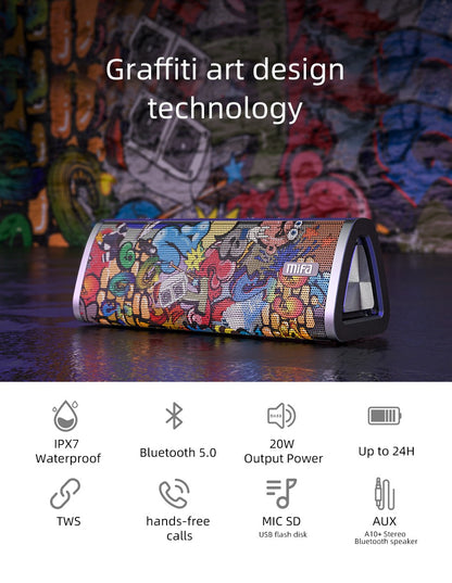 mifa Portable bluetooth speaker 360° Stereo Sound 20W  IPX7 waterproof wireless bluetooth 5.0 speaker 24-Hour Play time