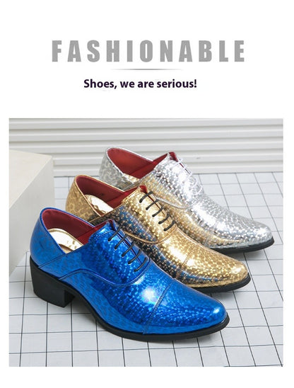 New pointed high-heeled shoes for men to increase business dress office men's shoes groom wedding wedding shoes