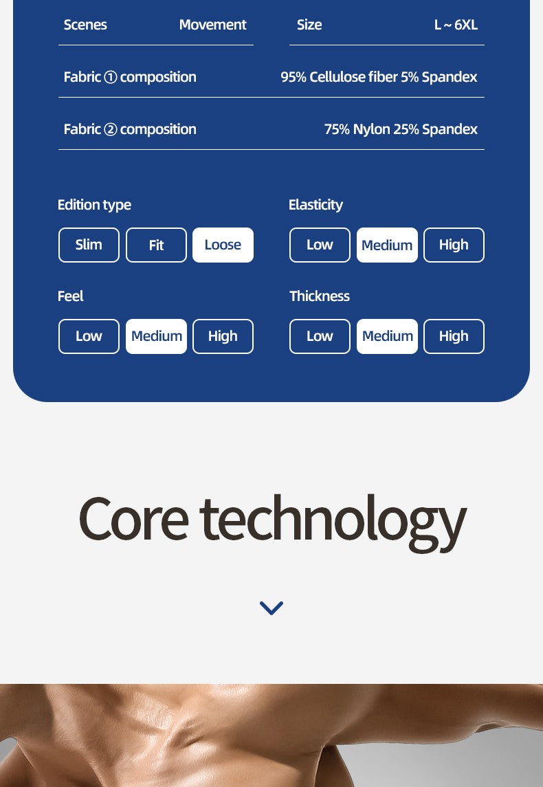 Extra Long Sports Underwear Men's Boxer Briefs Anti-Wear Leg Running Large Size Breathable Training Boxer Briefs