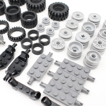 56 unidades/lote Moc Roda Técnica Blocos de Construção Tijolos Pino Pneu Eixo Conector Carro Tecnologia Automóvel Peças Conjunto Brinquedo