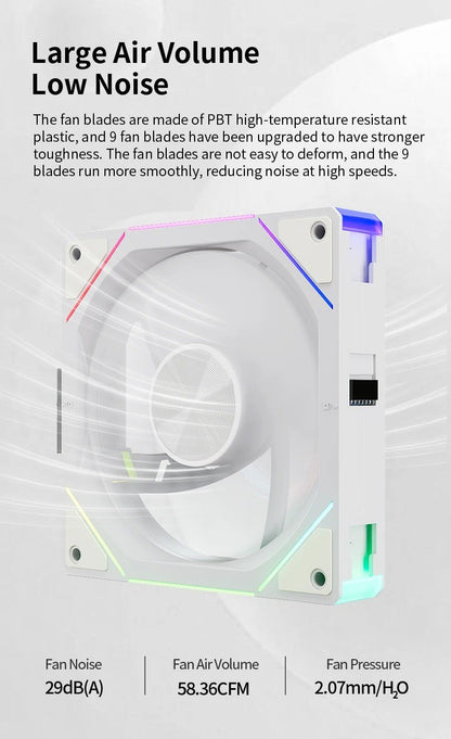 TEUCER JM-5 Case Fan 120mm 5V 3Pin ARGB Mirror Light Effect Cooling Fan PWM 800 to 2000RPM CD Texture Water Cooling Radiator Fan