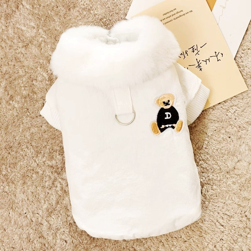 Jaqueta Fashion para Cães Down, Jaqueta de Inverno Quente para Cães, Estampa de Urso, Jaqueta para Cachorros, Casaco Macio e Fofo para Gatos, Roupas para Cães Bulldog Francês