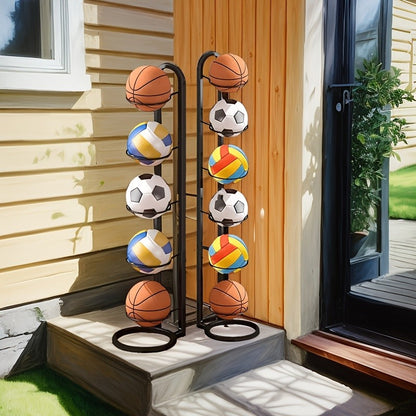 1PC Black Metal Sports Ball Organizer - for Balls, Multi-functional Storage Rack, Perfect Holiday Gift shelves