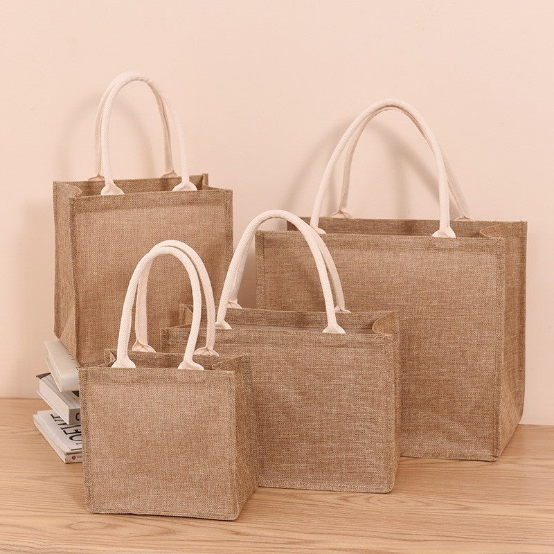 Linen Bag Hand-painted Cotton Sacks Jute Portable Imitation Sacks Linen Bags Shopping Bags Laminated Bags
