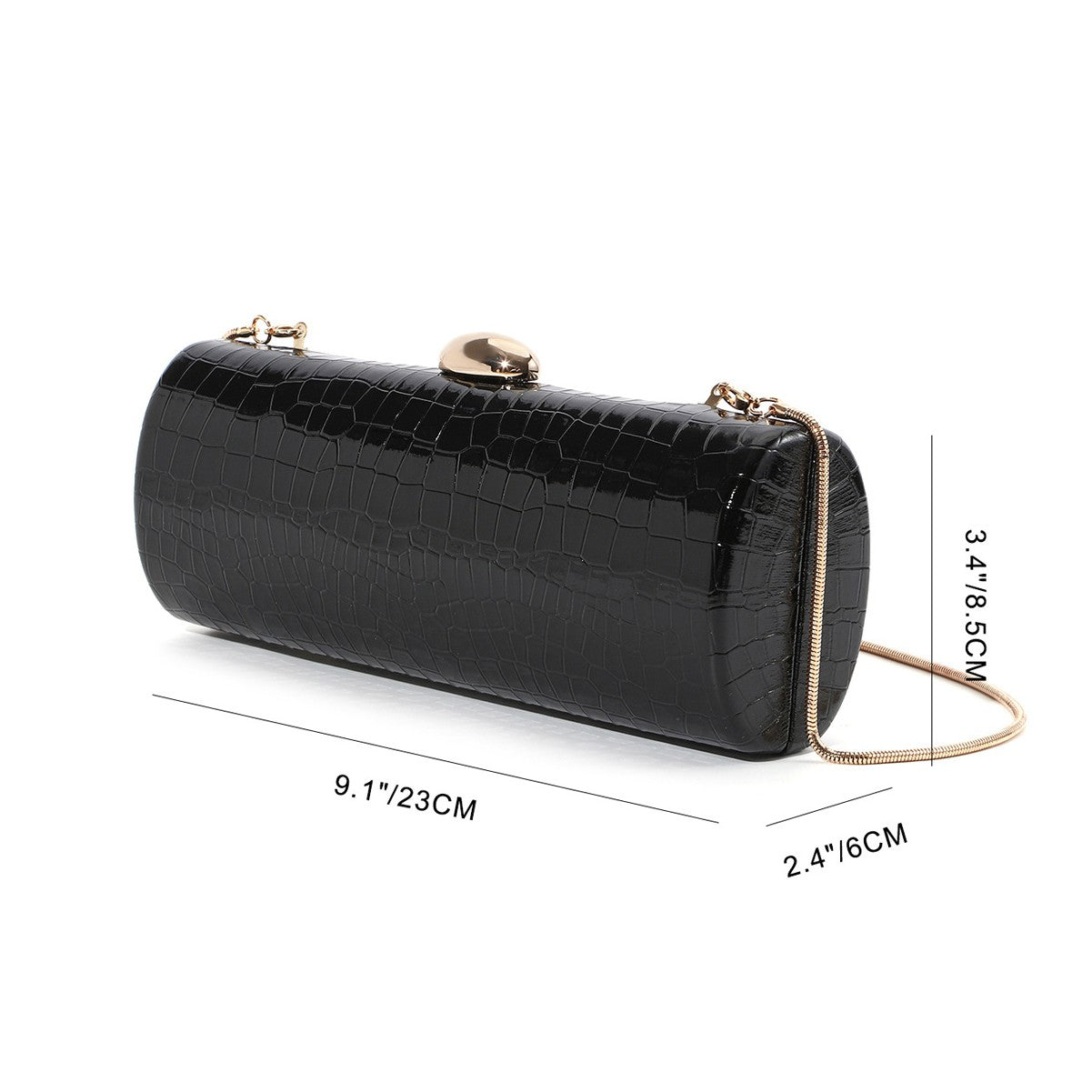 Vintage Long Box Clutch Bag Women Brown Crocodile Pattern Wallets Gold Metal Chain Handbag Designer Luxury Evening Party Purse