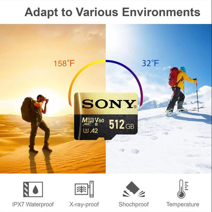 Cartão de Memória SONY TF 1TB Alta Velocidade Micro SD Card 1024GB 128GB 256GB 512GB A2 U3 V30 Cartões Flash SD TF Para Celular Xiaomi Computador