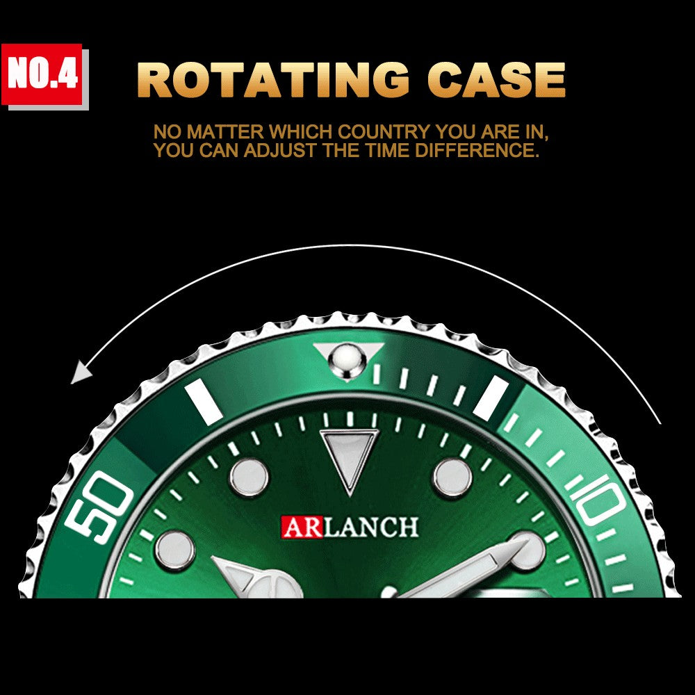 Business Stainless Steel Watch 40mm Classic Red Blue Circle Diving Series Magnifying Glass Calendar Quartz Watches montre homme