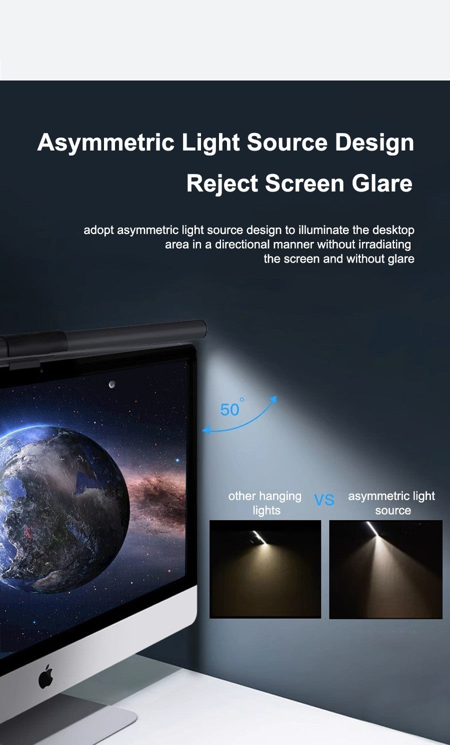 LED Screen Hanging Light for Desk  Eye Protection Computer Monitor Light Strip with Stepless Dimming Suitable for Gaming