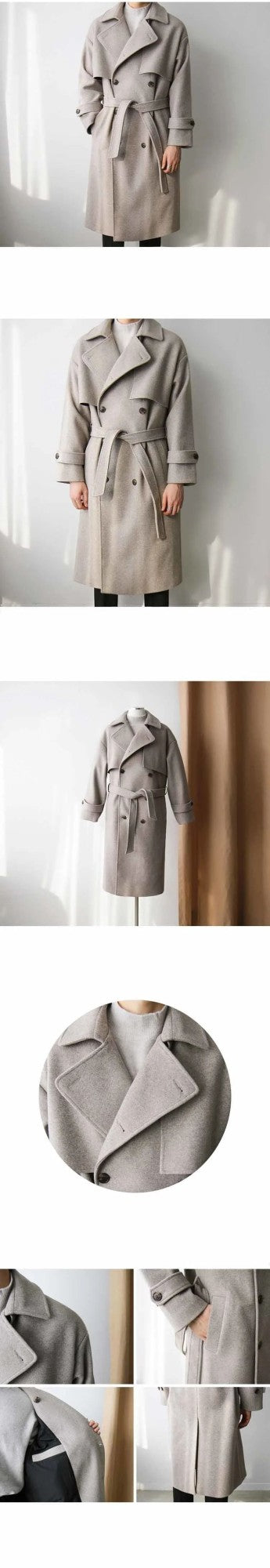 2022 Men's Woolen Clothes Straight Casual Windbreaker Long Coat Fashion Loose Gentle Autumn Korean Elegant Overcoat