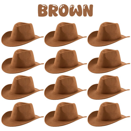 4-24Pcs Western Cowboy Hat for Men Women Adjustable Felt Cowgirl Hats Wide Brim Fedoras Hat for Adult Bachelor Party Costume