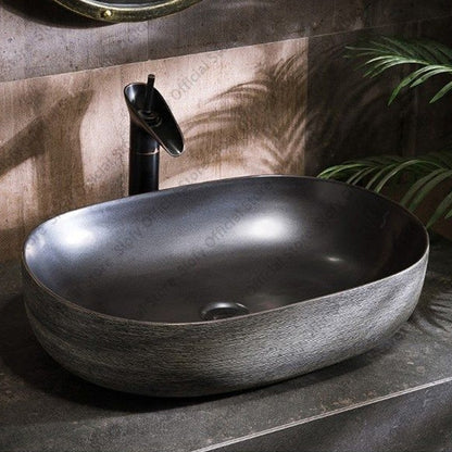 Bacia de pia de cerâmica vintage para uso doméstico, bacia de bancada de arte simples, bacias de lavagem de pedestal acima do balcão, pia de banheiro de varanda de hotel