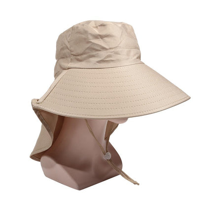 Chapéu de Proteção Solar de Verão Feminino, Viseira para Sol, Pesca, Caminhada, Viagem, Proteção de Pescoço, Lenço, Chapéu de Balde