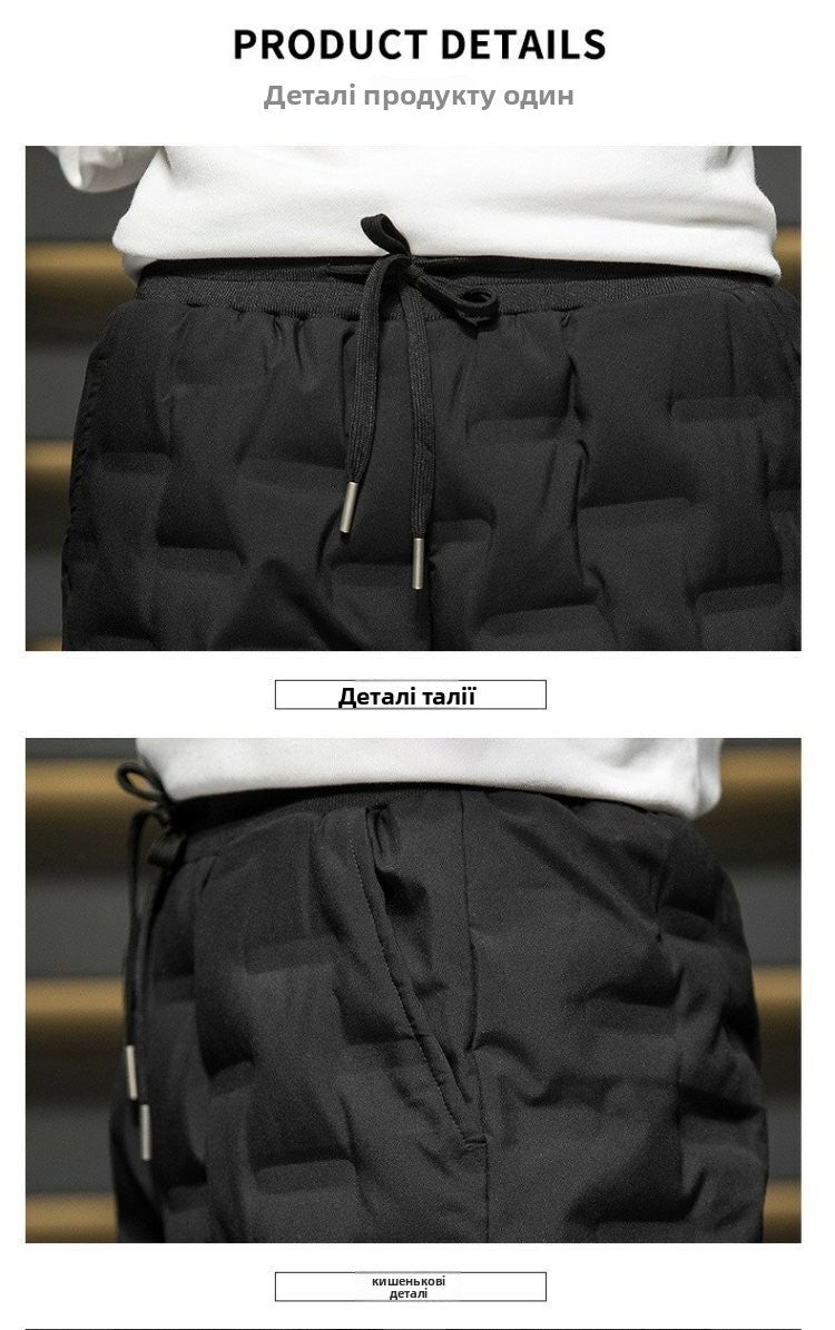 Calças Masculinas de Algodão com Penugem Corta-Vento Impermeáveis Quentes Esportivas de Inverno Soltas para Neve Longas Jovens Casuais Modernas ...