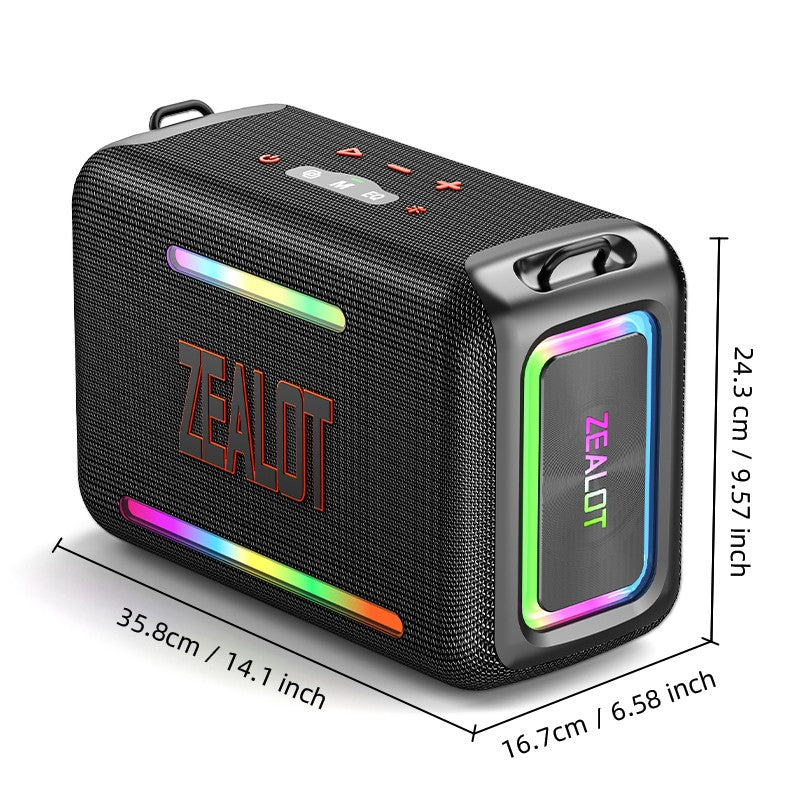 Caixa de Som Bluetooth Portátil à Prova D'água ZEALOT-S95, Boombox Sem Fio para Exterior, Subwoofer com Radiadores Passivos Triplos, Graves Profundos, 120W