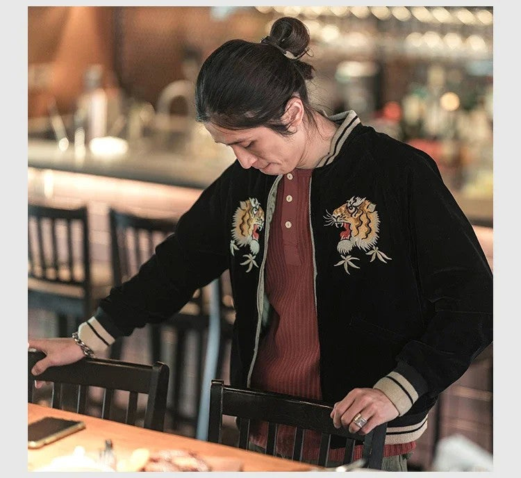 Non Stock Suka Reversible Souvenir Jacket Embroidered Sukajan Baseball Outerwear