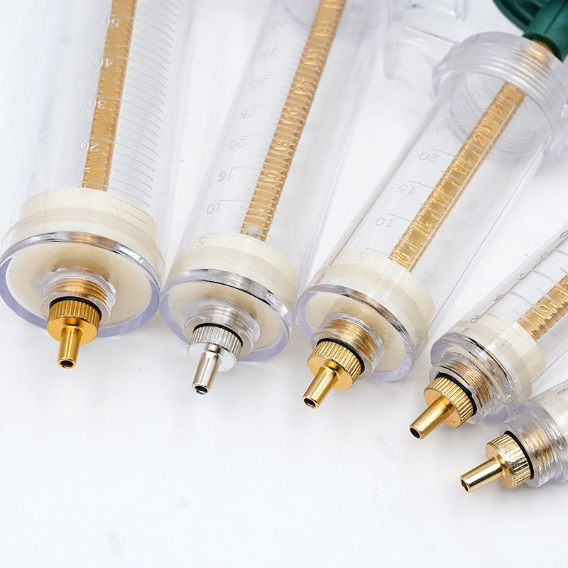 10/20/30/50/100ml Seringas Transparentes com Dose Ajustável e 10 Agulhas Ponta Fina de Aço Inoxidável 304 para Dispensação em Fazendas de Gado