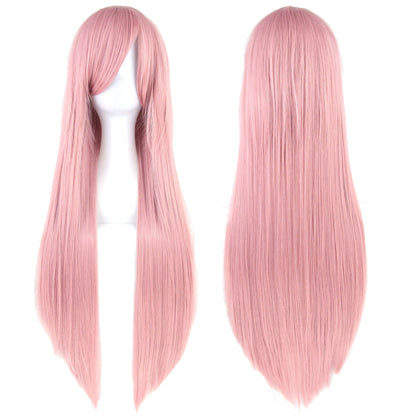Soowee 80cm Cabelo Sintético Comprido Branco Roxo Perucas Cosplay Festa Preto Cabelo Liso Peruca Postiça para Mulheres