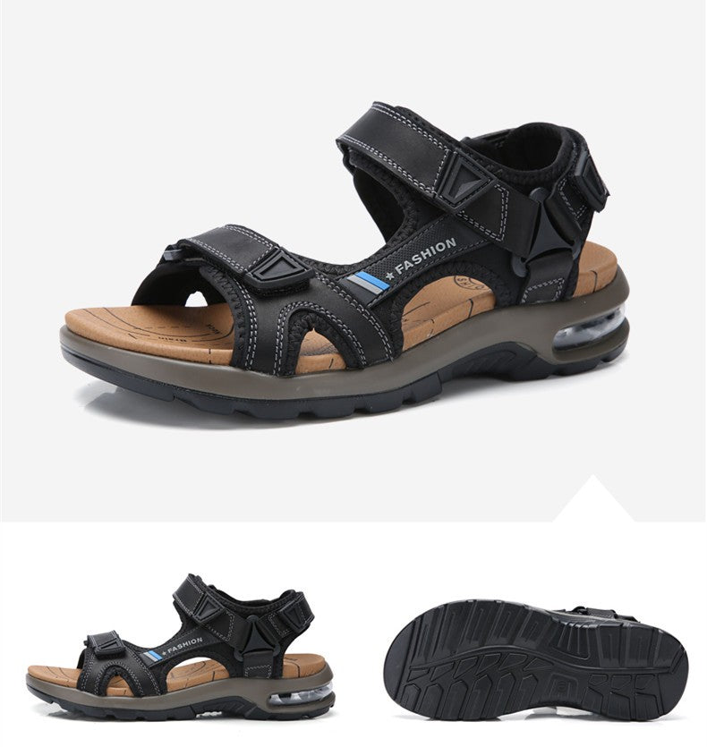 Fashion Men's Sandals Summer Soft Beach Flip Flop Comfortable Genuine Leather Sandals Outdoor Men Roman Sandals Size 46