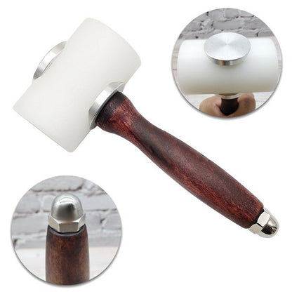 Martelo Profissional de Nylon para Esculpir Couro, Cabo de Madeira, Marreta, Instalação de Peças Artesanais, Ferramenta Manual de Percussão