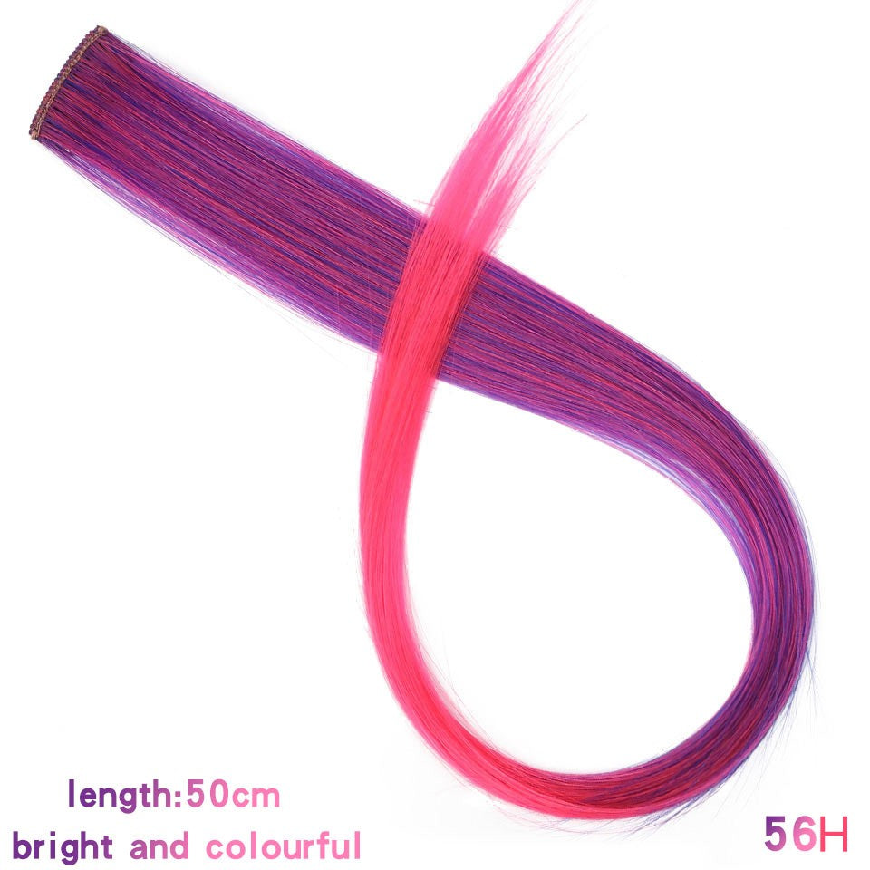 Todas as extensões de cabelo liso longo colorido para mechas, aplique de cabelo arco-íris, mecha de cabelo sintético rosa em tic-tac