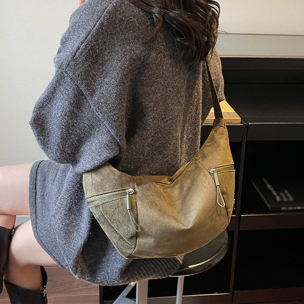 Imitation Suede Bag, New Crossbody Bag, Women's Bag, High-End Feel, Shoulder Bag, Large Capacity Commuting Dumpling Bag