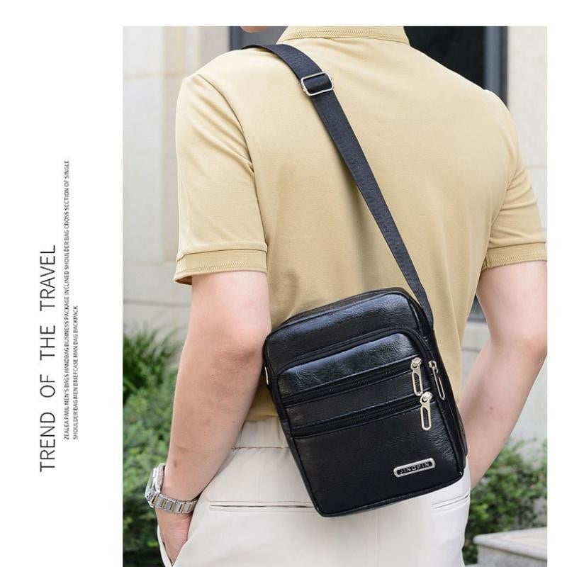 Men's PU Leather Crossbody Shoulder Bags High quality Tote Fashion Business Man Messenger Bag  Leather Bags fanny pack